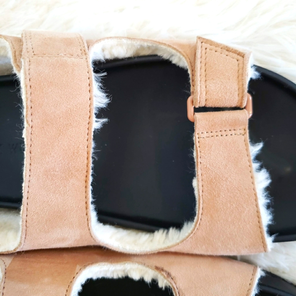 WHO WHAT WEAR Ally Suede Sherpa Lined Tan Strappy Sandals--NEW--7.5 - Picture 6 of 10